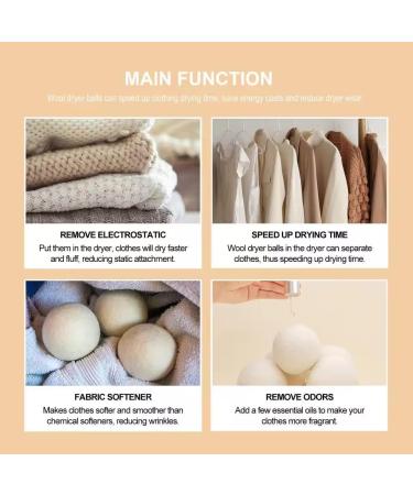 Extra Large Wool Dryer Balls - Set of 6 | Natural Fabric Softener Chemical Free Scented & Reusable - Buy Online on SooperMarket.com