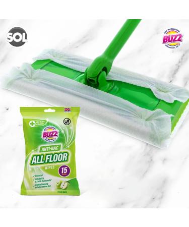 30 Pack Buzz All Floor Wipes Apple - Ultra Strong Wood Floor Cleaning Wipes - Quick Drying, Dust Magnet, Suitable for Laminate & Wooden Floors - Buy Online on SooperMarket.com