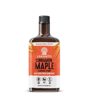 Lakanto Sugar Free Cinnamon Maple Syrup - Monkfruit Sweetener Keto Diet Friendly Vegan 1g Net Carbs Pancakes Waffles Oatmeal Coffee Tea Granola Frosting Marinade (13 Fl Oz - Pack of 1)