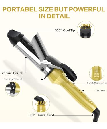 1 1/4 Inch Mini Travel Curling Iron - Dual Voltage 3 Temperatures Rapid Heating Titanium Wand - Buy Online on SooperMarket.com
