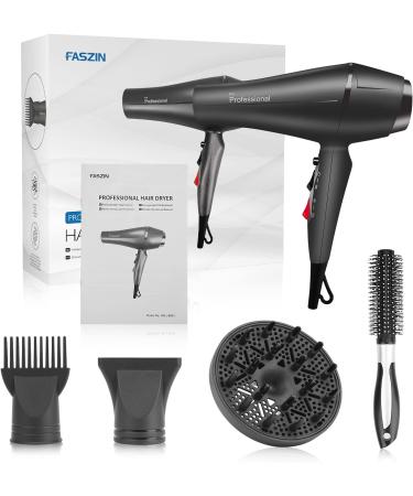Faszin Ionic Hair Dryer - 2400W Professional Hairdryer with Triple-L Plus Heat Resistant Technology, 4 Styling Accessories Included - Black - Buy Online on SooperMarket.com