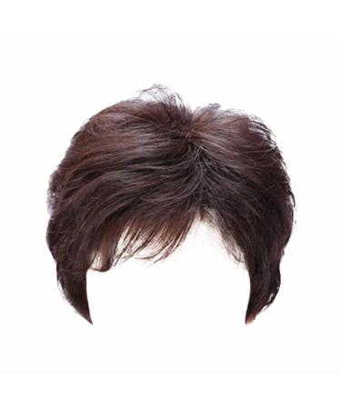 Monday Hair Care Women's Wig Short Hair Curly Hair Middle And Old Age Fashionable And Foreign Mother's Wig Natural And Lifelike Mother's Hair Dark Wig One Size BW1