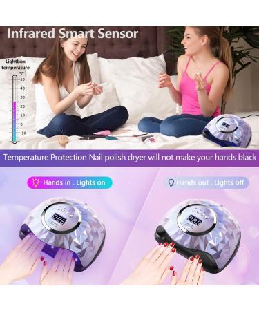 iBigLY 248W UV LED Nail Lamp - Faster Curing Nail Dryer for Gel Polish - 60 Lamp Beads, 4 Timers, Auto Sensor - Home Salon Nail Art Light - Purple - Buy Online on SooperMarket.com