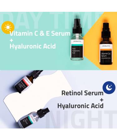 Retinol Face Serum with Vitamin C, Hyaluronic Acid - Anti-Aging & Hydrating Women's Face Serum - YEOUTH 3x1 fl - Buy Online on SooperMarket.com