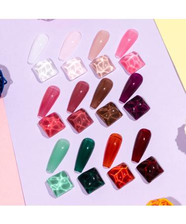 MIZHSE 12 Pcs Jelly Gel Nail Polish Kit - Clear Translucent Summer Gel Polish Set for Sheer Manicure - UV LED Soak Off Varnish for Home Salon - Buy Online on SooperMarket.com