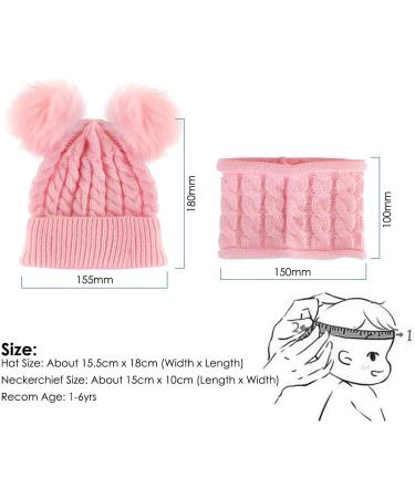CheChury Toddler Hat and Scarf Set - Baby Knit Pom Beanie Cap with Circle Loop Scarf - Pink (1-3 Years) - Buy Online on SooperMarket.com