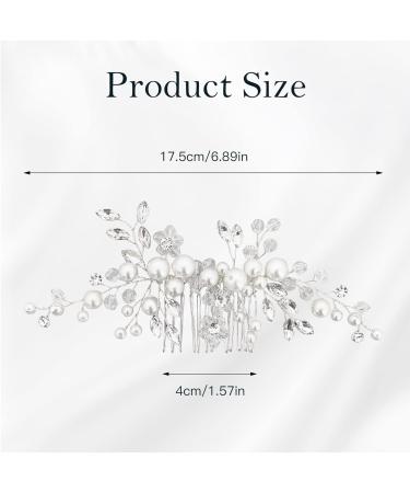 Makone Silver Pearl Flower Wedding Hair Piece for Bride | Bridal Accessories for Women & Girls - Wedding Hair Clips Pearl Comb - Buy Online on SooperMarket.com