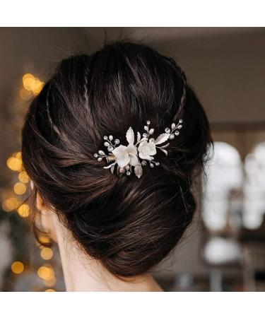 Bride Hair Clip Wedding Hair Clip Flower Wedding Hair Piece for Bride Hair Comb Barrette Bridal Hair Accessories Gold Bride Hair Clip - Buy Online on SooperMarket.com