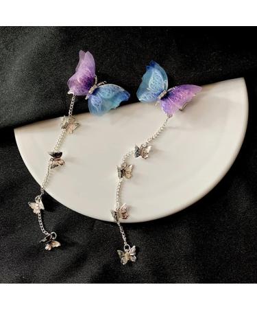 10 Pairs Tassel Butterflies Hair Clip Blue Pink Butterflies Hairpin Double Layer Fabric Butterfly Clips Flower Fairy Crown Flower Fairy Accessories for Beautiful Girls - Buy Online on SooperMarket.com