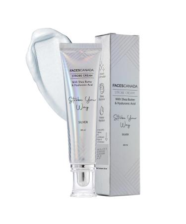 Strobe Cream - Silver 30ml | Primer + Highlighter + Moisturizer | Shea Butter & Hyaluronic Acid | Intense Hydration | Flawless Radiant Dewy Skin | Illuminating & Glowing Makeup Base