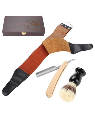 Premium Shaving Head Razor Set - Manual Razor Beard Brush & Wooden Gift Box | Perfect Gift for Men - Buy Online on SooperMarket.com