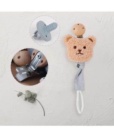 Soft Cotton Pacifier Chain with Clip | Bear Brown Pacifier Holder for Boys and Girls | Fits Baby Teethers and Toys | Perfect Gift Idea - Buy Online on SooperMarket.com