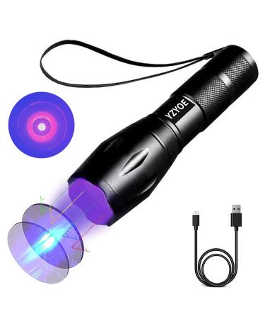YZYOE 365 nm Black Light Flashlight Powerful Rechargeable HIGH Definition Ultraviolet LED UV Flashlights 1 Mode Detection Light.