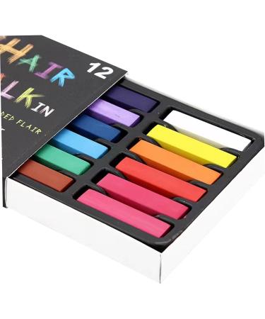 Hair Chalk 12 Colors Temporary Hair Dye Safe Hair Chalk for Kids Washable Temporary Hair Colour Pen Colorful Great Toy Temporary Hair Color for Halloween Carnival - Buy Online on SooperMarket.com