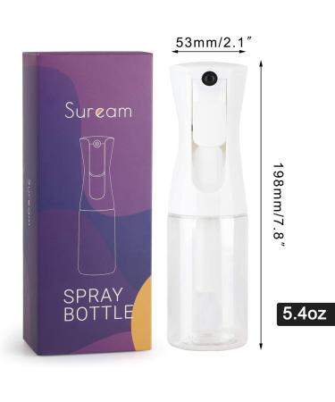 Suream 5.4oz Clear Continuous Mister Hair Spray Bottle - Refillable for Hair Styling, Gardening, Ironing - 160ml Clear Spray Bottle - Buy Online on SooperMarket.com