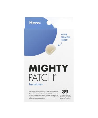 Mighty Patch Invisible+ - Ultra Thin Invisible Hydrocolloid Patch Spot Treatment (39 count) for Face and Day Vegan Cruelty-Free Invisible 39 count (Pack of 1)