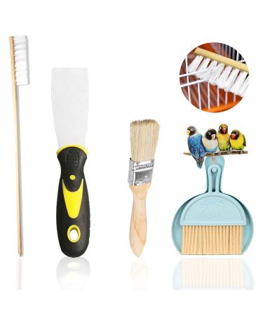 Bonaweite 4 Pack Bird Cage Cleaning Brush Set Birdcage Broom Cleaner Pet Supply Kennel Cage Accessory for Parrot Birds Dogs Cats