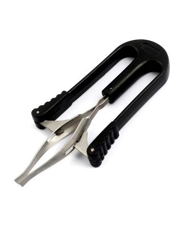DDP AUTOMATIC TWEEZER AUTO SPRING TWEEZER SLANT TIP WITH PLASTIC HANDLE BLACK