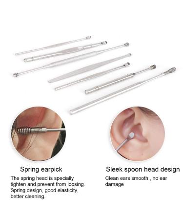 8pcs Stainless Steel Ear Pick Kit for Earwax Removal Spiral Double-Headed Cleansing Tools - Buy Online on SooperMarket.com