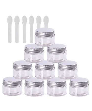 Tianzd 12 pieces small 20 ml transparent plastic empty cream can with silver lid 20 g empty socket screw box sheet metal cans cosmetic containers 6 pieces spatula transparent 20ml