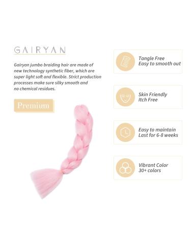 Shop Gairyan Jumbo Braids Extensions - 60cm Ombre Pink Synthetic Braiding Hair for Box Crochet Braids | 100g Single-Braid Hair - Buy Online on SooperMarket.com