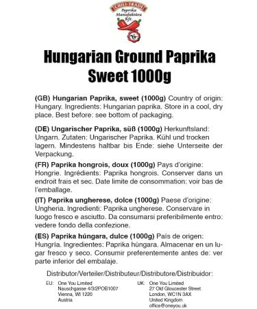 Hungarian Ground Paprika from Kalocsa, Hungary - Sweet 1000g - Buy Online on SooperMarket.com
