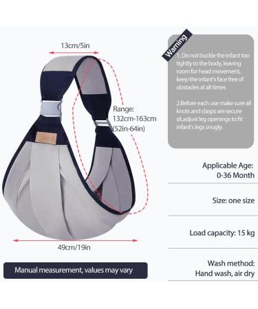 HINATAA Breathable Baby Sling | Adjustable Baby Carrier Wrap for 0-36 Months | Quick Dry & Thick Shoulder Straps | Grey - Buy Online on SooperMarket.com