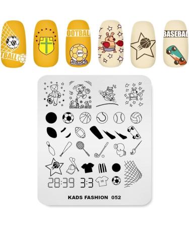 Nail Stamping Plate Fashion Sport Football Soccer Baseball Hockey Theme Multi-Pattern Stamp Print Image Stamp Template Nail Art for Nail Design 5# - Buy Online on SooperMarket.com