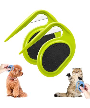 PET Knotting Comb 2024 New de-filion knife cat with steel blade 3 in 1 multifunctional hair removal comb de-filter knife cat splitter fur-tubular de-filtered ridge for dogs (green)