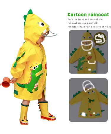 Barakara Kids Waterproof Rain Poncho - Lightweight Hooded Rain Jacket with Reflective Safety - Yellow B XL - Buy Online on SooperMarket.com