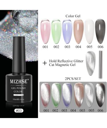 MIZHSE 10ml Universal Cat Eye Gel Nail Polish Silver Soak Off UV/LED Gel Smoothie Wide Nail Polish Gel Magnetic Gel Nail Polish with Magnet BSKMY005 - Buy Online on SooperMarket.com