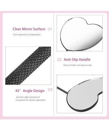 BUCICE Large Lash Mirror Detachable Stainless Steel Makeup Tool for Eyelash Extension, Heart-Shaped Design in Black - Buy Online on SooperMarket.com