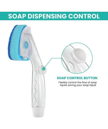 Non-Scratch Dishwand Refill with Handle - 6 Heavy Duty Refills & Replacement Sponge Heads Set - Soap Control Scrubbers for Dishwashing - Blue - Buy Online on SooperMarket.com