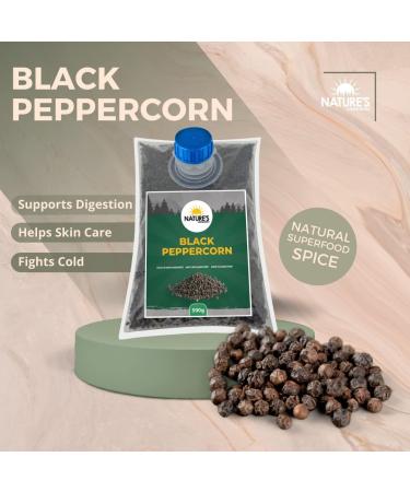 Nature's Horizon Whole Black Peppercorns Premium (500g) - Delicious Flavor, Pure & Natural, Vegan, Gluten-Free - Buy Online on SooperMarket.com