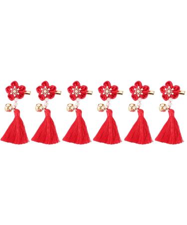 ABOOFAN 3 Pairs Bows Hair Clips Hair Clips for Bows Kids Barrettes for Hair Chinese New Year Hair Clips New Year Bobby Pin Girl Barrettes Clip Chinese Style Hairpin Candy Bag Child Tassel