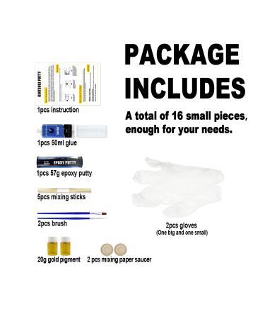 Kintsugi Repair Kit (Upgrade) - Gold Powder, Glue & Epoxy Putty - Starter Ceramic Kintsugi Craft Set - Buy Online on SooperMarket.com