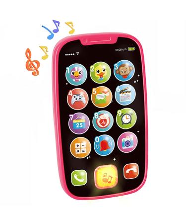 Hola Baby toys from 1 year children's toys from 1 year learning fun Smart Phone with songs with songs sounds sentences and flashing lights learning cell phone 12 months children gift 1 year girl pink