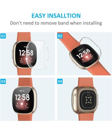 [3 Pack] Tensea Compatible with Fitbit Versa 3 / Sense Screen Protector Case  Soft TPU Bumper Full Around Fit bit Versa3 Sense Cover Protective Accessories (Clear/Clear/Clear  3) Clear/Clear/Clear 3 - Buy Online on SooperMarket.com