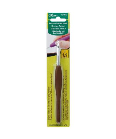 Clover Amour Crochet Hook: 6.0mm, 6.00mm, Brown