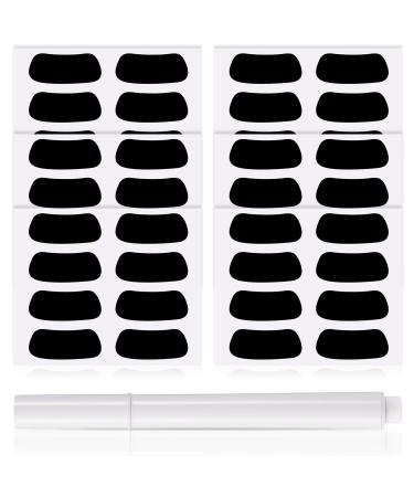 24 Pairs Eye Strips Sports Eye Stickers Breathable Baseball Eye Strips with White Pencil for Baseball Football Softball Lacrosse for Sport Fans on Game Day black