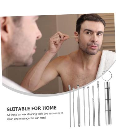 Stainless Steel Ear Cleaning Kit with 7 Picking Spoons - Rotary Tool Set for Ear Cleaning - Buy Online on SooperMarket.com