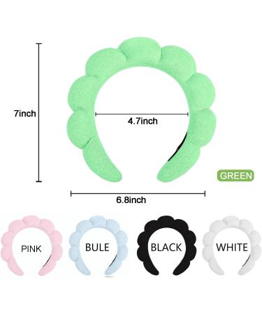Soft Spa Headband Set for Women - Ideal for Face Washing and Skincare - Terry Cloth Makeup Headband - Black+Green - Buy Online on SooperMarket.com