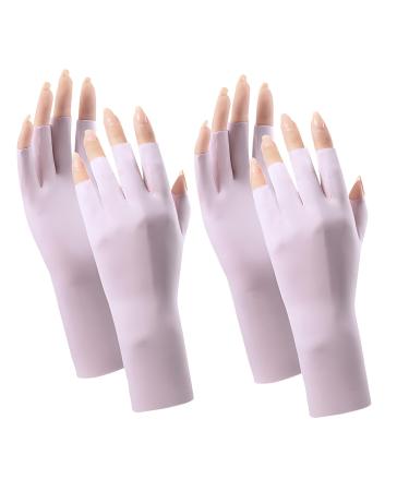 Betinyar 2 Sets of UV Protection Gloves for Gel Manicure UV Gloves for Gel Nail Lamp Protects Hand Skin from UV Rays Sunscreen Gloves(Purple)