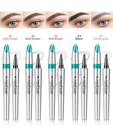 Long-Lasting Waterproof Microblading Eyebrow Pencil - 4 Tip Micro Head (#2 Dark Brown) | Perfect for Natural Looks - Buy Online on SooperMarket.com