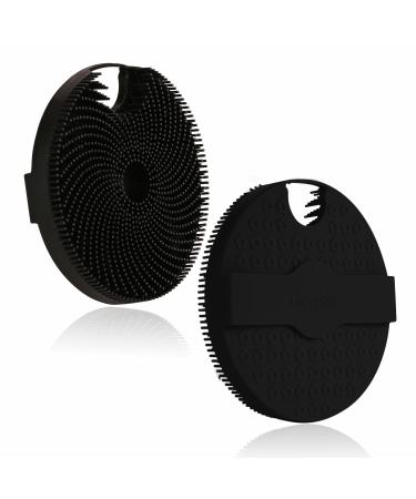 HIEERBUS Silicone Body Scrubber Gentle Exfoliating Body Scrubber in Shower Silicone Loofah with Easily Lather Bristles Long Lasting and More Hygienic Than Traditional Shower Loofah 1 Pack Black