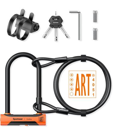 Sportne High-Safety Bicycle Lock - 18mm Anti-Theft Iron Lock with Key & 12mm x 1.8m Steel Cable | Certified Security for Ebikes - Buy Online on SooperMarket.com