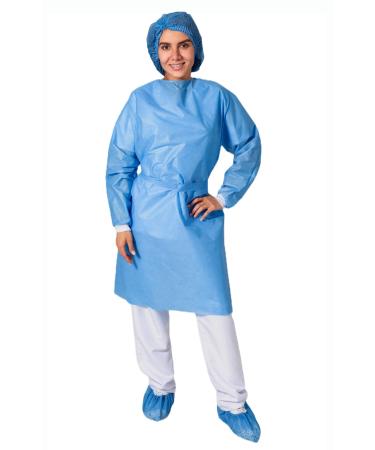 REA COMPANY Bundle 5 Isolation Gowns + 5 Shoe Covers Pairs + 5 Bouffant Caps One Size Fits All Disposable PPE Gowns American Company Medical Gowns Hospital Gowns for Women and Men