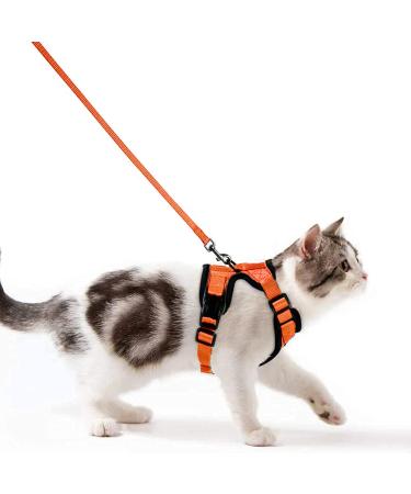 Cat dishes with a leash breakproof cat leash set adjustable soft kitten vest with reflective stripes breast dishes for small kittens (orange s) orange s