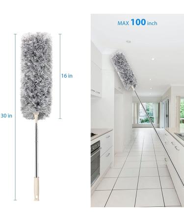 FUUNSOO Microfiber Duster with Extension Pole - 30-100 Inches | Bendable Head, Extendable for Cleaning High Ceilings, Fans, Furniture, Cobwebs | Interior Roof Cleaner - Buy Online on SooperMarket.com