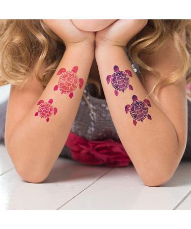 WIRESTER Temporary Tattoo Stickers - Set of 12 Sea Turtle Designs for Kids & Adults - Face, Hand, Neck, Wrist - Party Favor Body Art - 6 x 7.87 inch Tattoo Sheet (Blue, Pink, Purple, Green, Black) - Buy Online on SooperMarket.com